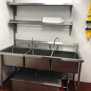 Stainless Steel 3 Bowls Sink complete with grease trap